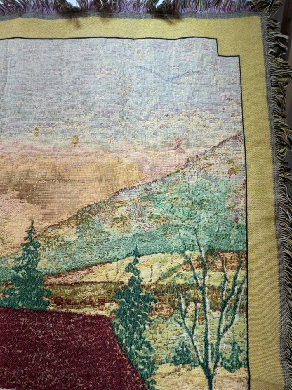 Caring Keepsakes Amazing Grace Rustic Scenery Tapestry Throw Blanket Fringe Trim